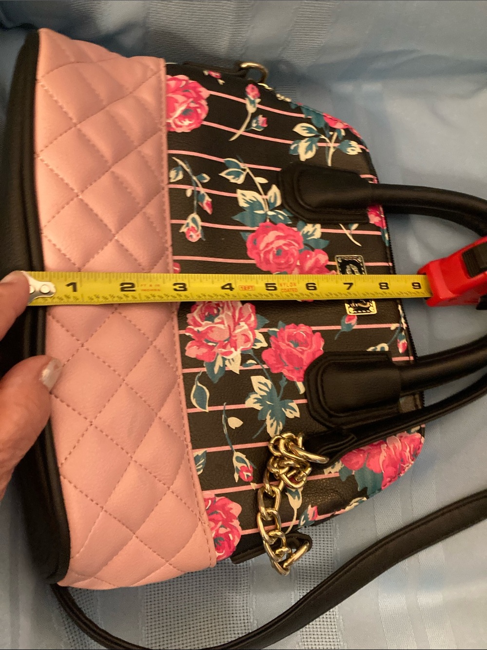 BETSEY JOHNSON black floral & quilted bag - Picture 8 of 9
